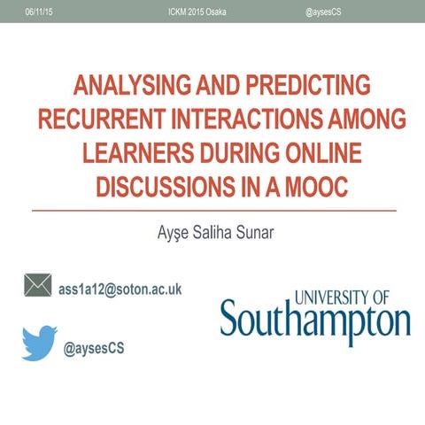 ICKM 2015 - Analysing & Predicting Recurrent Interaction in MOOCs forums
