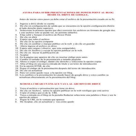 Ayuda para subir presentaciones de power point al blog desde el drive de google