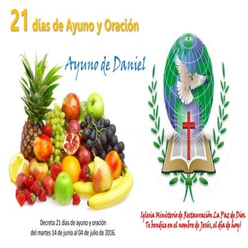21 DIAS DE AYUNO Y ORACION-MINISTERIO DE RESTAURACIÓN LA PAZ DE DIOS | PDF