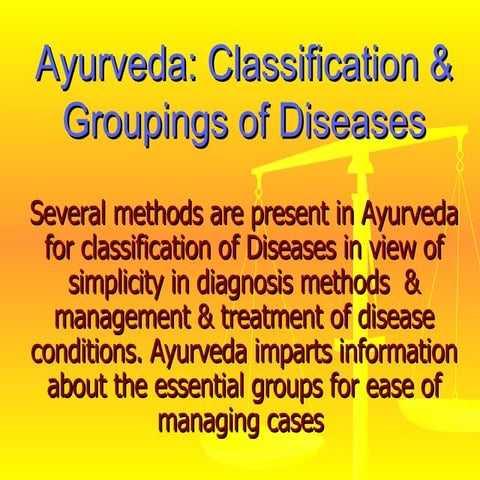 Ayurveda : Classification and Groupings of diseases