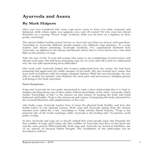 Ayurveda and asana