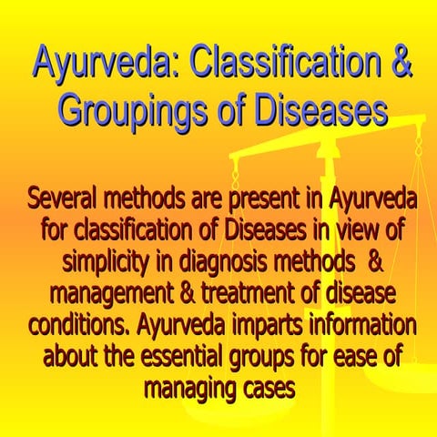 Ayurveda Classification & Groupings of diseases