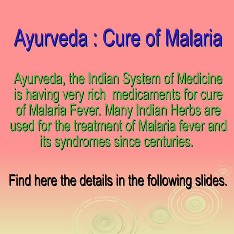 Ayurveda Cure of Malaria