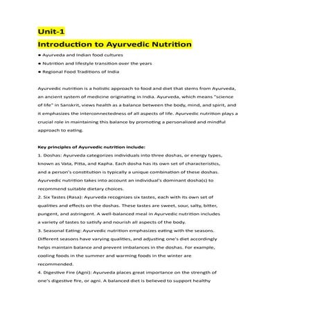 AYURVEDA & NUTRITION VALUE TO THE SCOIETY