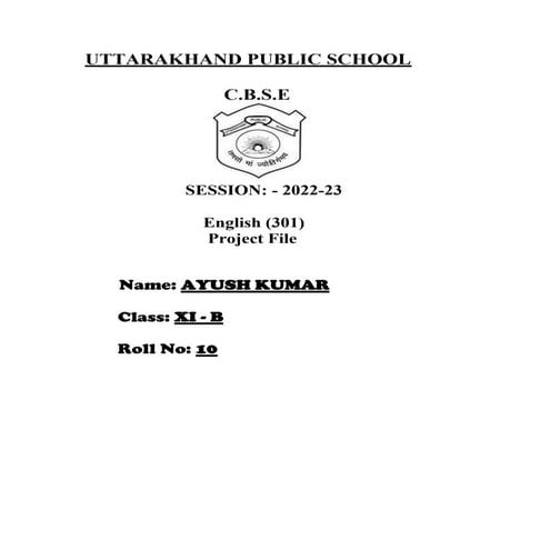 english class 11 project