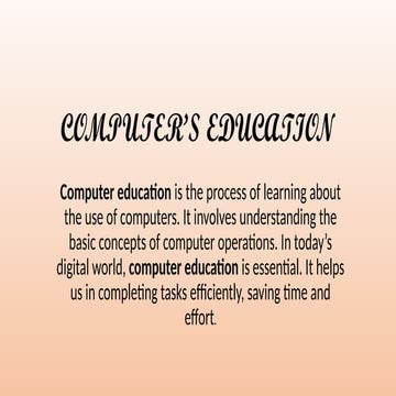 presentation slides on education and importance of computer in