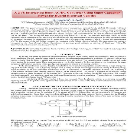 A ZVS Interleaved Boost AC/DC Converter Using Super Capacitor Power for Hybri...