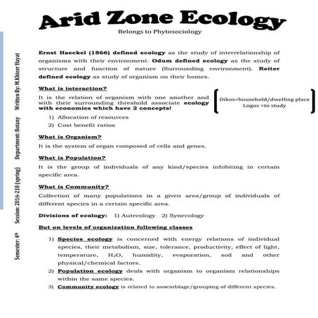 Arid Zone Ecology