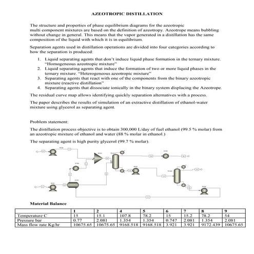 Azeotropic distillation 1 | PDF