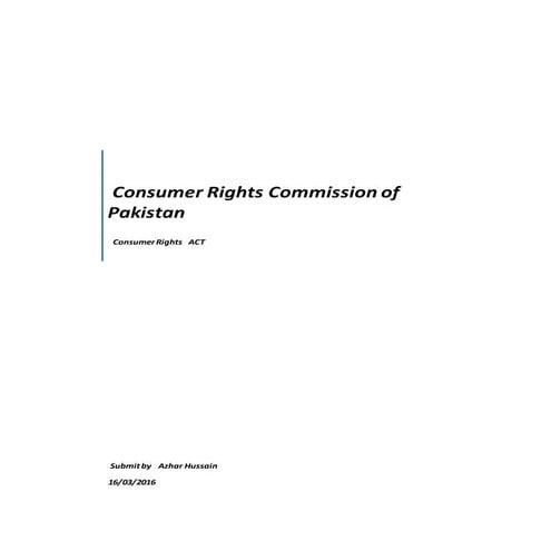 Consumer Rights Of Pakistan 