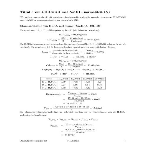 Titratie van onbekende oplossing azijnzuur met NaOH - normaliteit