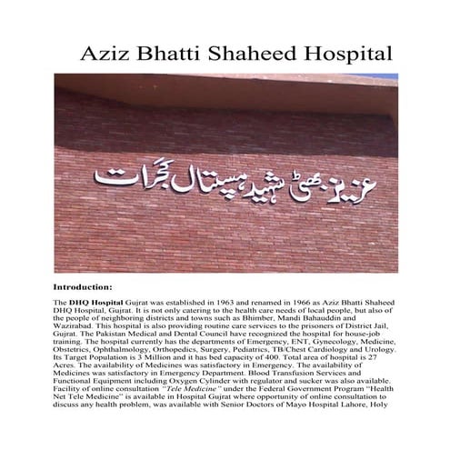 Aziz bhatti shaheed hospital | DOCX