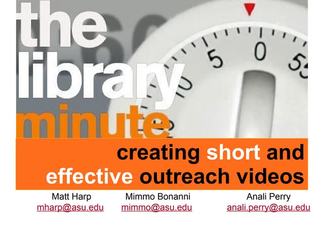 The Library Minute: Creating Short ...