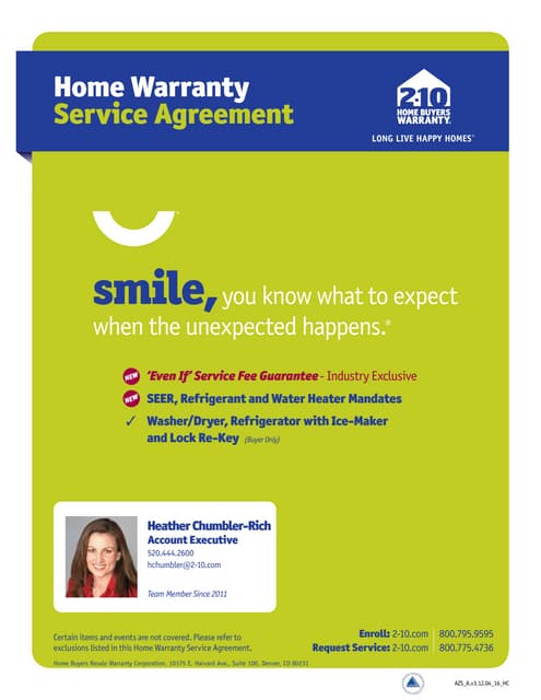 What Is A 2 10 Home Warranty 2-10 Home Warranty is what I recommend to both buyers/sellers. | PDF