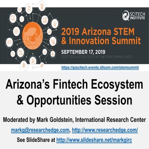 Arizona’s Fintech Ecosystem & Opportunities Presentation 9/17/19