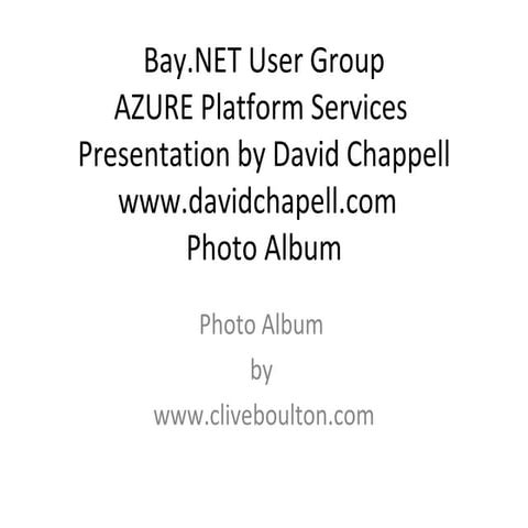 Window Azure with David Chappell at Bay.NET