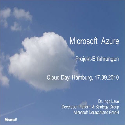 Dr. Ingo Laue - Microsoft  Azure | Projekt-Erfahrungen