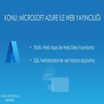 Azure ile Web Yayıncılığı - Umut Can Ceylan, Amasya Üniversitesi Bulut ...