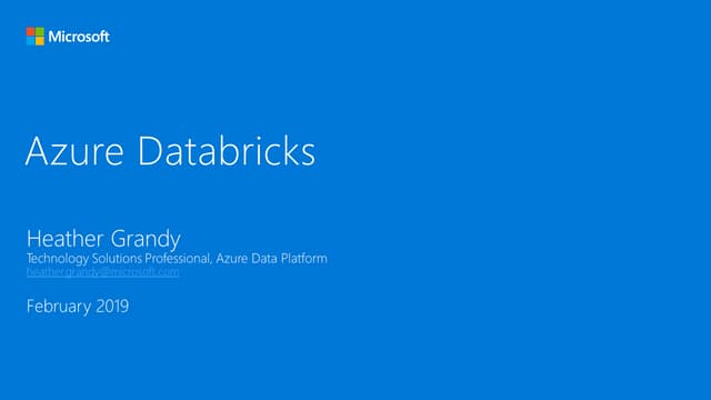 Azure databricks c sharp corner toronto feb 2019 heather grandy