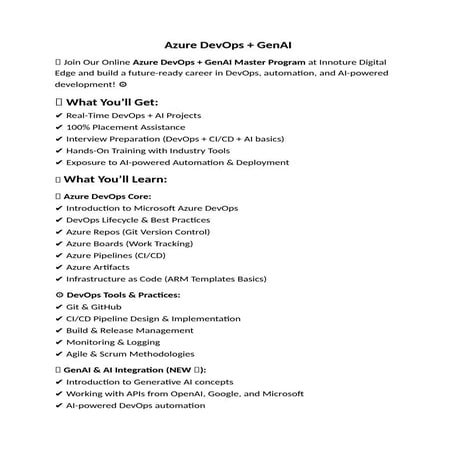 Master Azure DevOps and Generative AI for Future-Ready Careers | DOCX