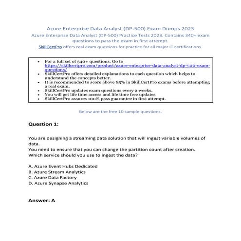 Azure Enterprise Data Analyst (DP-500) Exam Dumps 2023.pdf