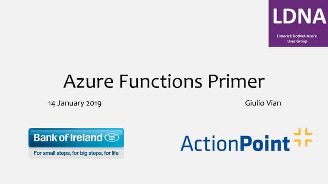 Azure Functions primer - LDNA01-2019