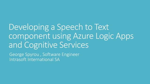 Global Azure 2020 - Developing a Speech to Text component