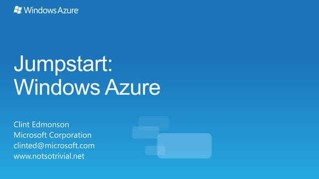 Windows Azure jumpstart