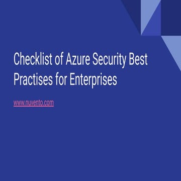 Azure Security Best Practises for Enterprises
