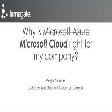 Azure seminar mai 2014   01 hvorfor er azure riktig for din bedrift