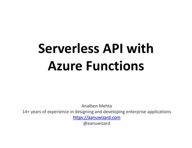 Serverless API with Azure Functions