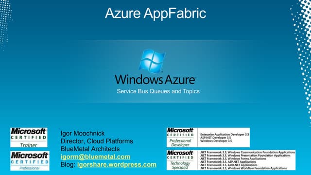 Azure ServiceBus Queues and Topics