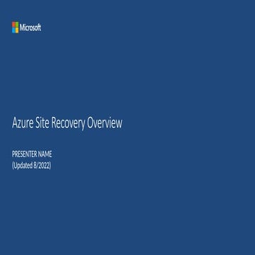 Microsoft Azure Site Recovery Overview and use cases