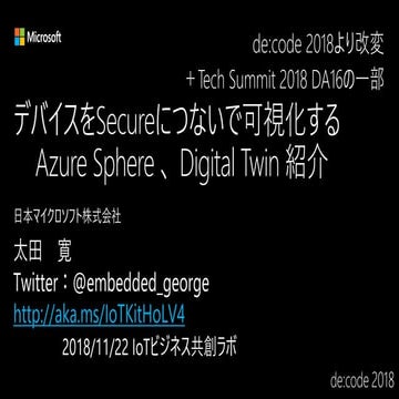 デバイスをセキュアにつないで可視化する – Azure Sphere、Digital Twin紹介_IoTビジネス共創ラボ 第10回 勉強会 