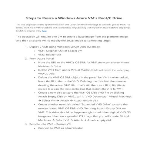 Azure vm resizing the os disk