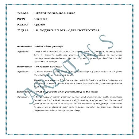 B. inggris bisnis 2 ( job interview )..