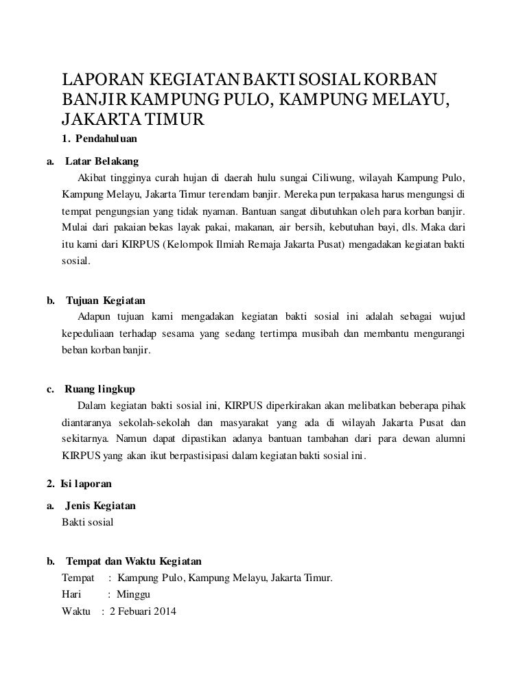 Laporan Bencana Banjir Panatasan