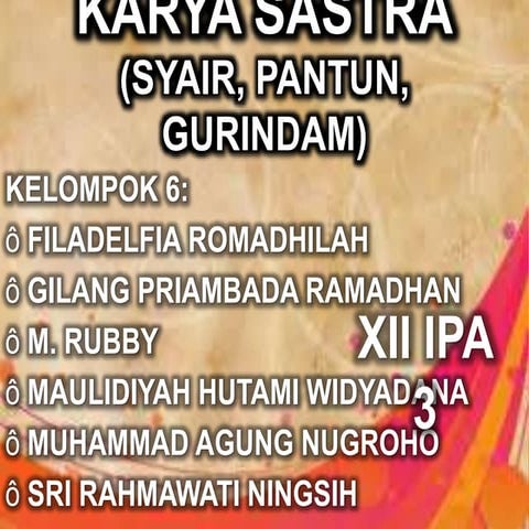 B.indonesia karya sastra(syair,pantun,gurindam)