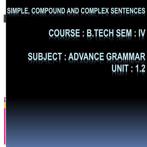 B.tech iv u-1.3 simple, compound & complex sentences