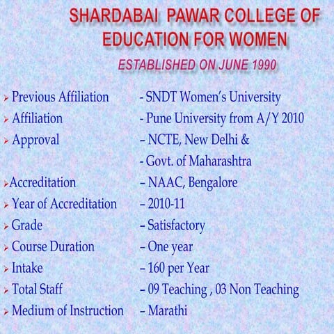 Shardabai Pawar College of Education for Women, Shardanagar