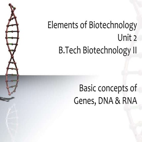 B.Tech Biotechnology II Elements of Biotechnology Unit 2 Structure of DNA