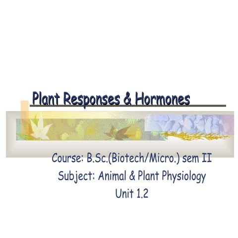 B.Sc.(Micro+Biotech) II Animal & Plant Physiology Unit 1.2 Plant Hormones