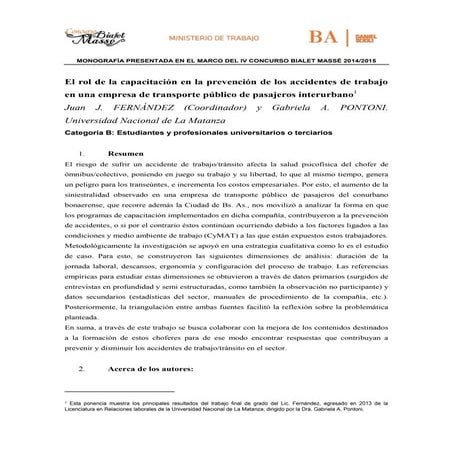 B - "El rol de la capacitación en la prevención de los accidentes de trabajo ...