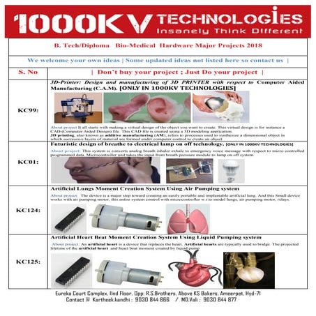 Engineering Biomedical list live projects Hyderabad 1000KV Technologies ...