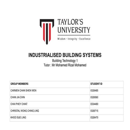 B.tech Project 1 - Industrialised Building Systems