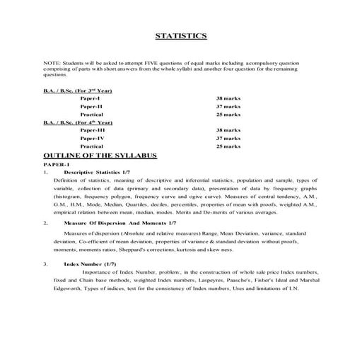B.a,b.sc statistics | DOCX