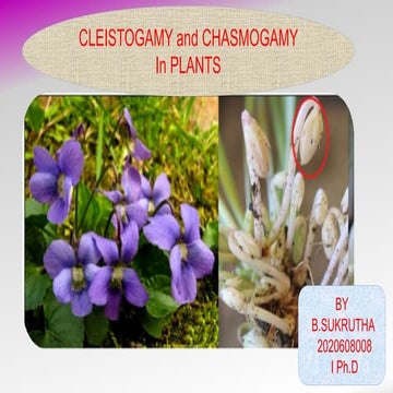 Cleistogamy and Chasmogamy in plants