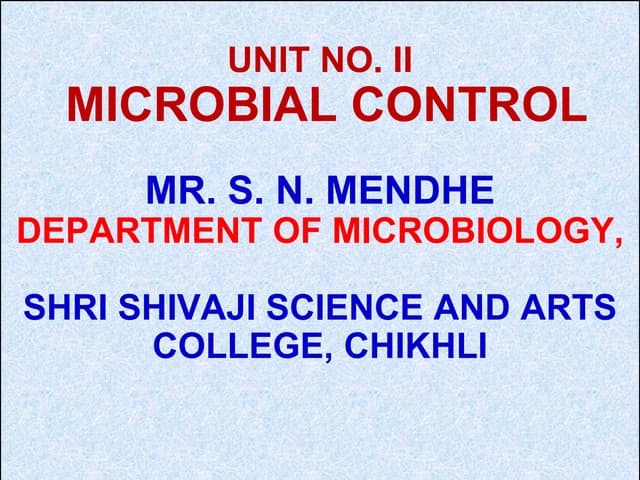 B. sc. i (sem   ii) unit no. 2 microbial control ppt