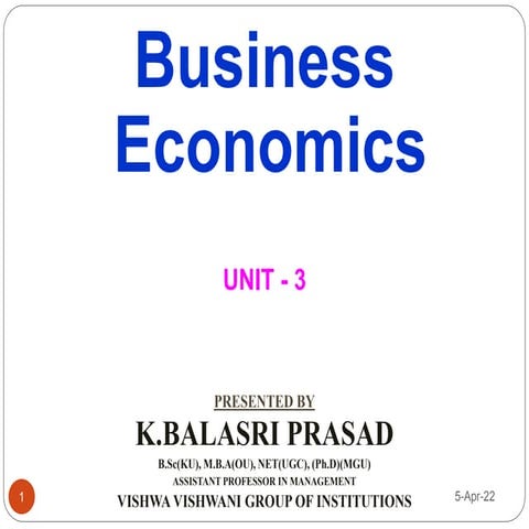 Business Economics - Unit-3 IMBA Syllabus Osmania University