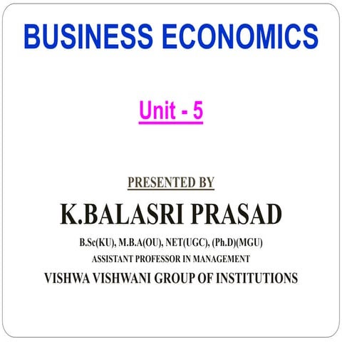 Busines Economics - Unit-5 - IMBA - Osmania University